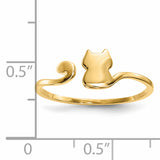 14k Polished Cat Adjustable Cuff Ring R639