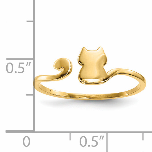 14k Polished Cat Adjustable Cuff Ring R639