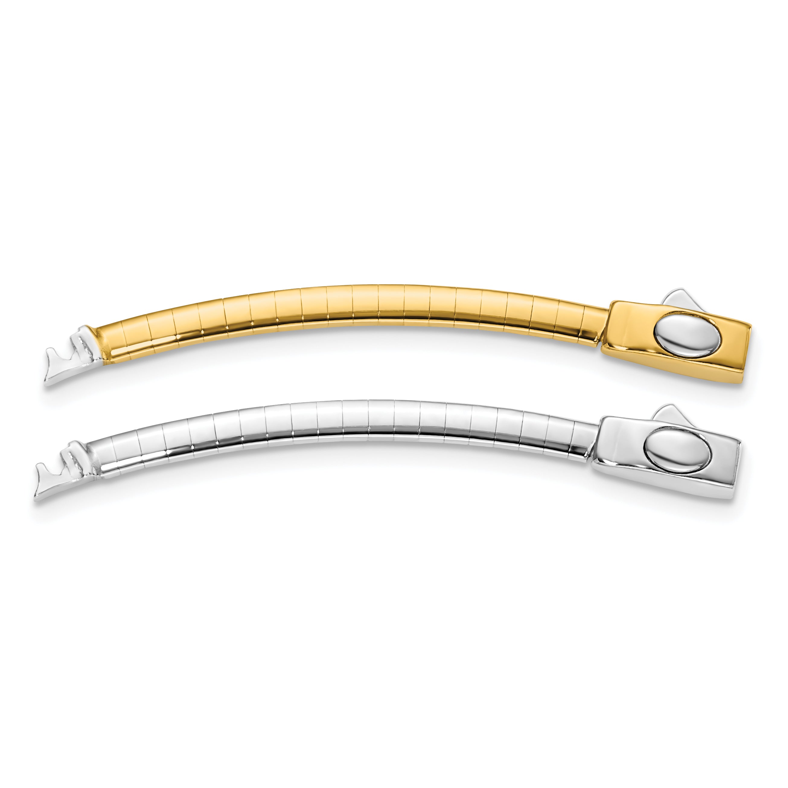 14k Two-tone 3mm White and Yellow Domed Omega 2 inch Extender for Reversible Necklace ROMX3