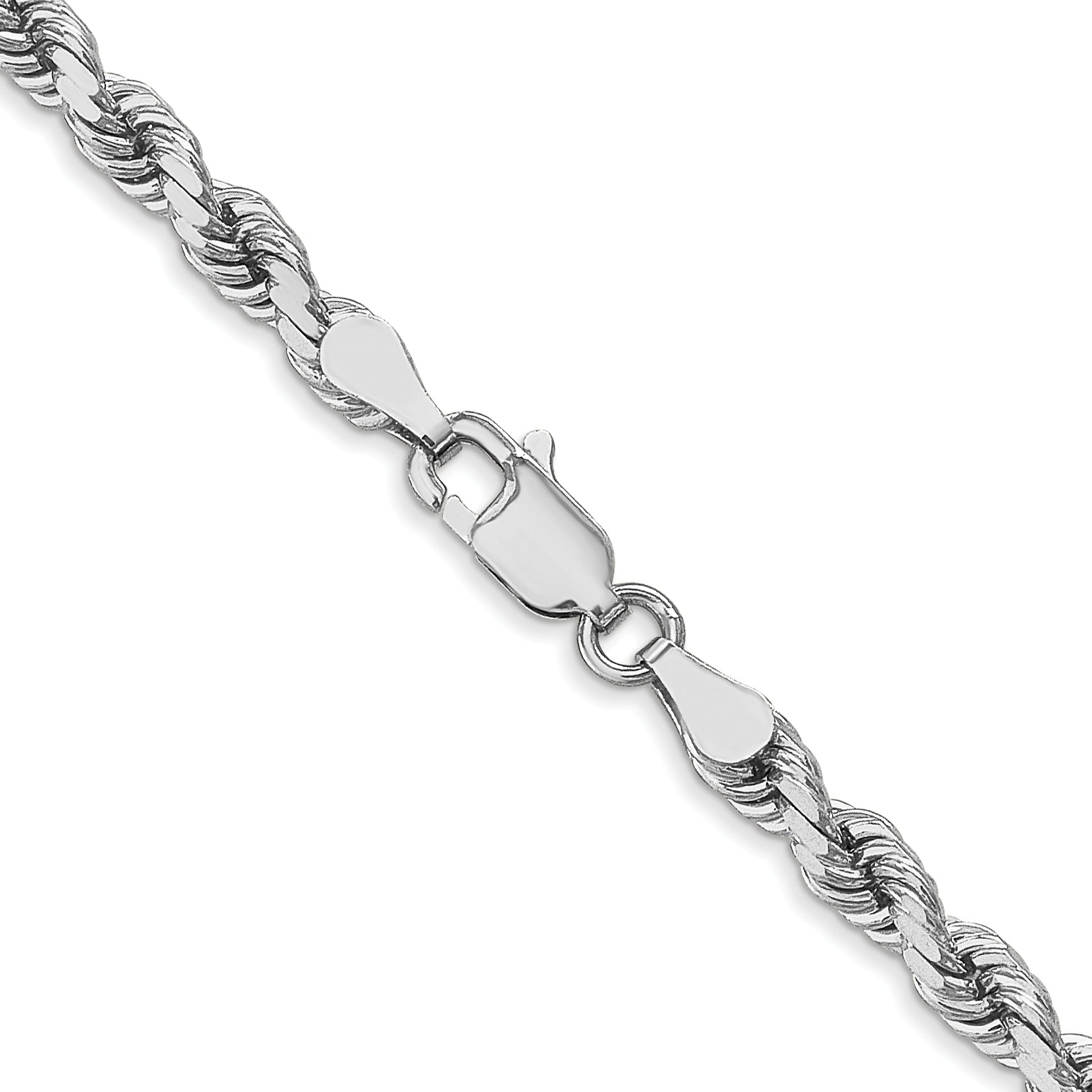 14K White Gold 26 inch 4mm Diamond-cut Rope with Lobster Clasp Chain 030W