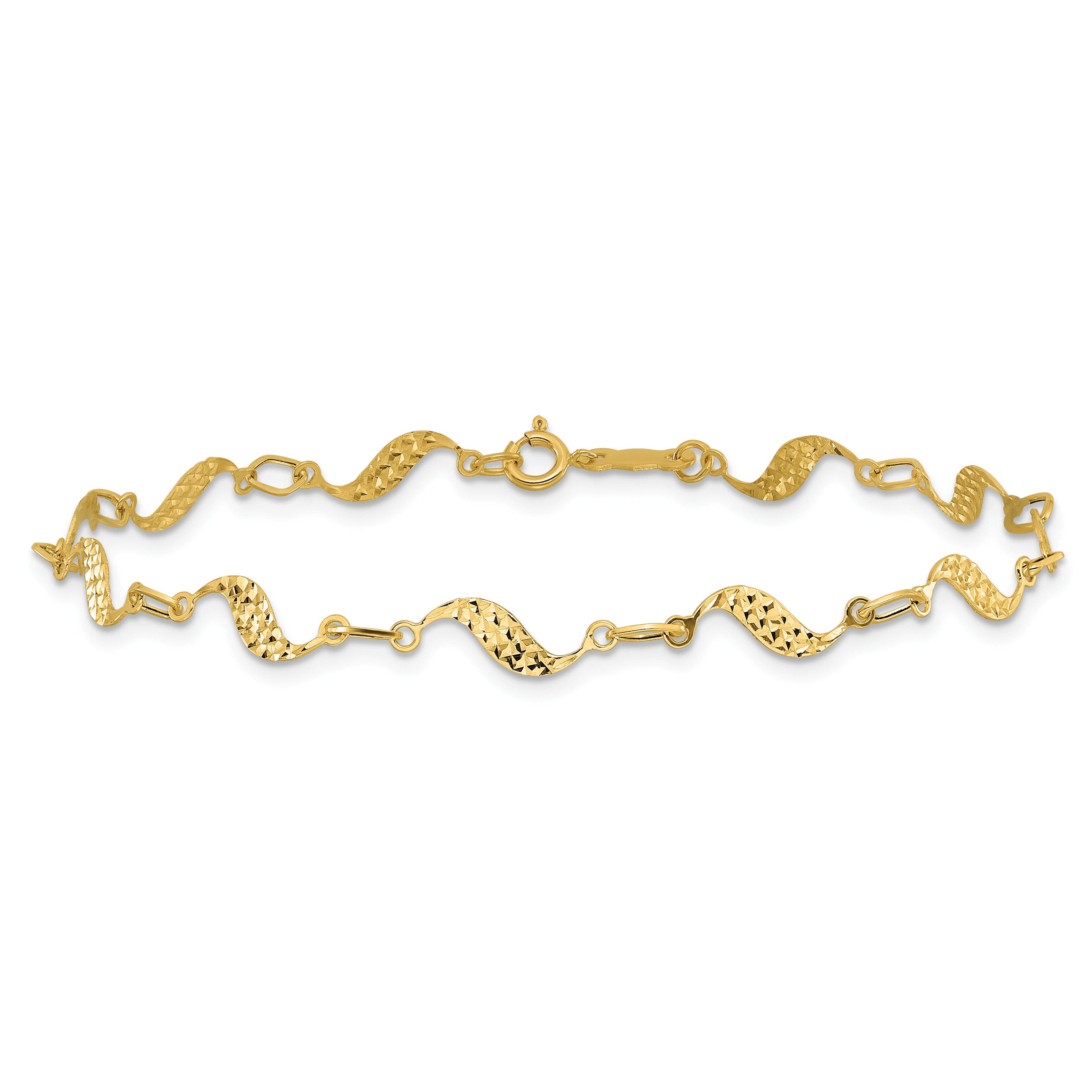 14k Diamond-cut Wavy Link 7.5 inch Bracelet FB1324