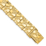 14k Polished and Textured 15mm 7 inch Nugget Bracelet NB15