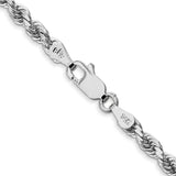 14K White Gold 26 inch 3.5mm Diamond-cut Rope with Lobster Clasp Chain 025W