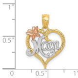 14k Two-tone with White Rhodium MOM with Butterfly Heart Pendant K2659