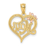14k Two-tone with White Rhodium MOM with Butterfly Heart Pendant K2659