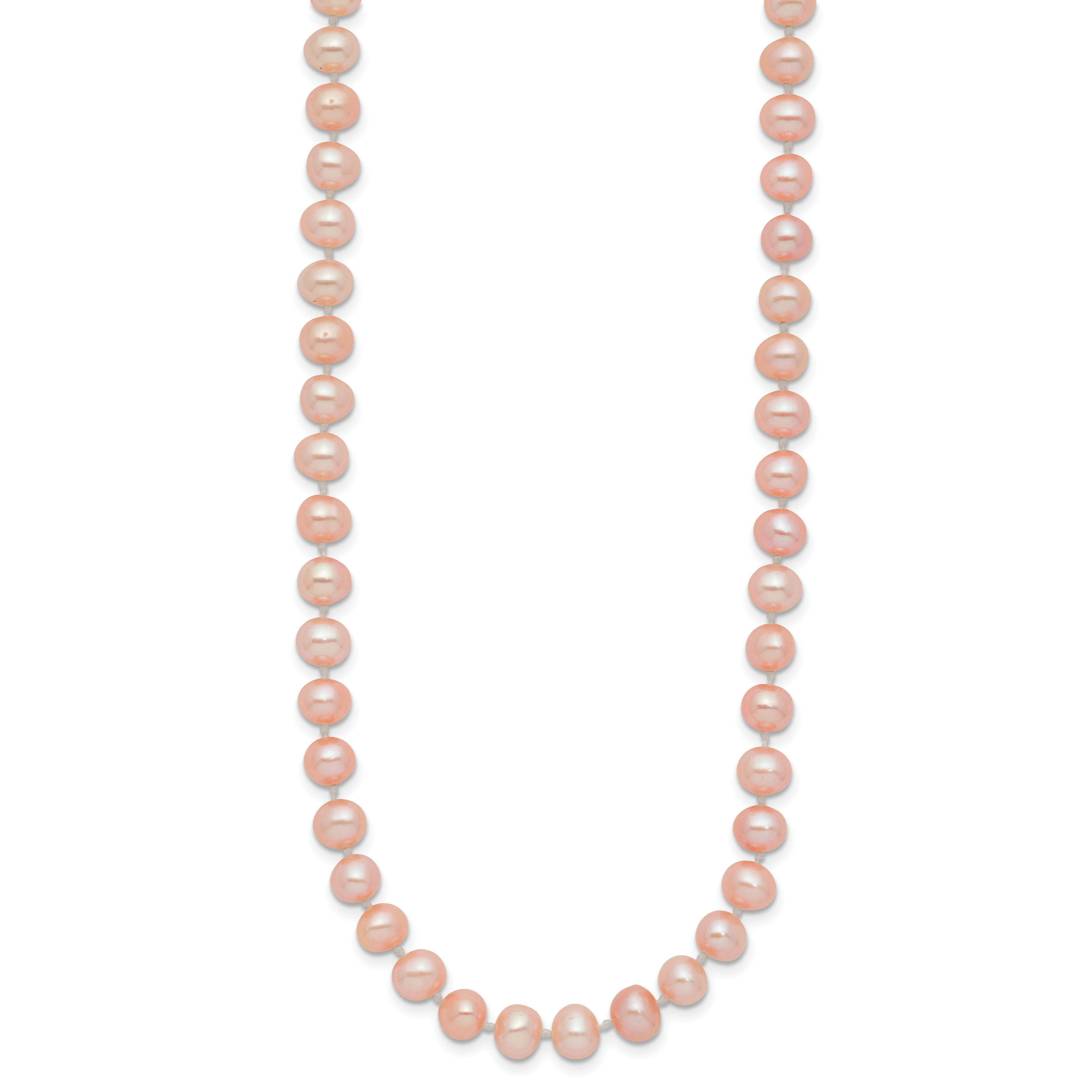14k 5-6mm Pink Near-Round Freshwater Cultured Pearl 16 inch Necklace PPN050