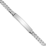 14k White Gold Polished Solid Chain/Solid Plate Flat Curb Link 38.5x7.5mm Plate 7 inch ID Bracelet LID64W
