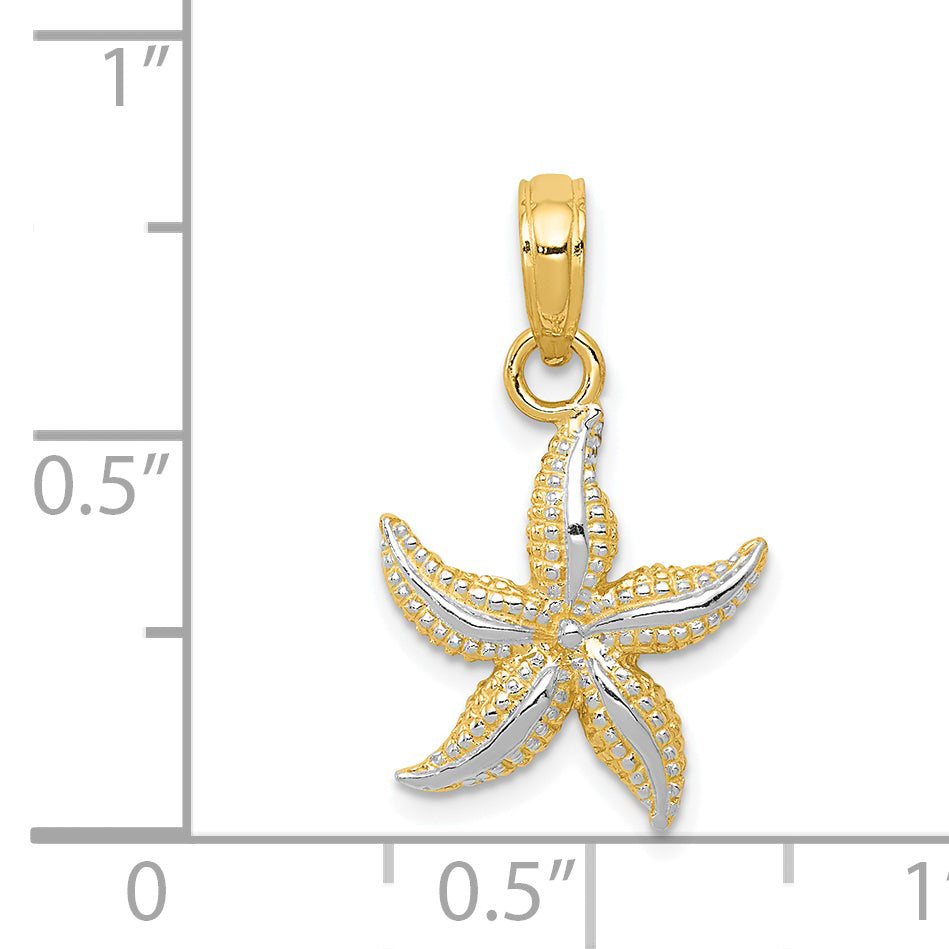 14K with White Rhodium Starfish Pendant K2953