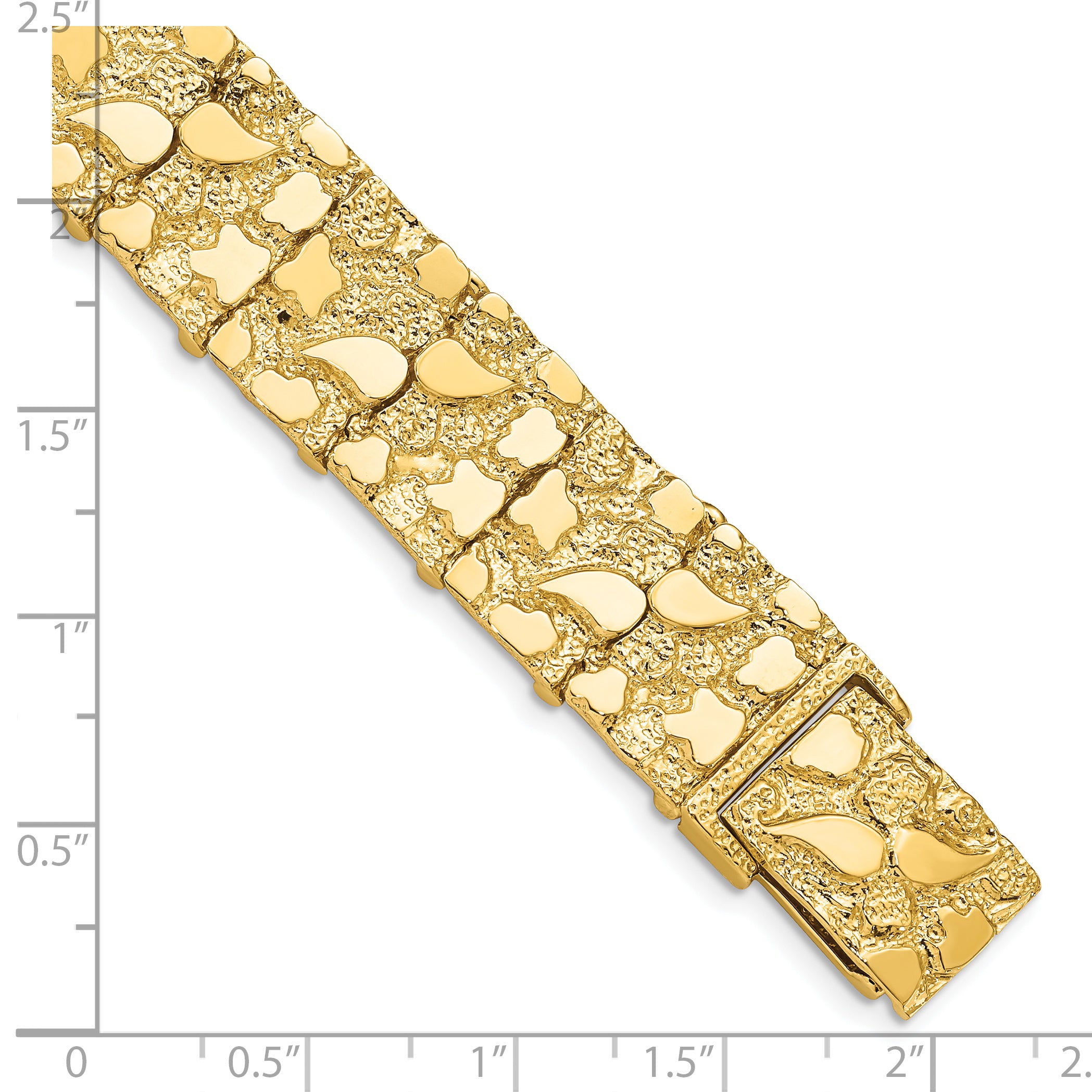 14k Polished and Textured 15mm 7 inch Nugget Bracelet NB15