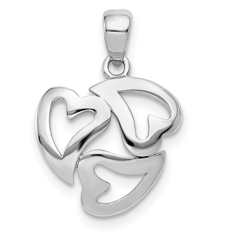 14k White Gold Polished Cut-out 3-Heart Pendant K5857