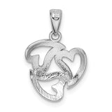 14k White Gold Polished Cut-out 3-Heart Pendant K5857