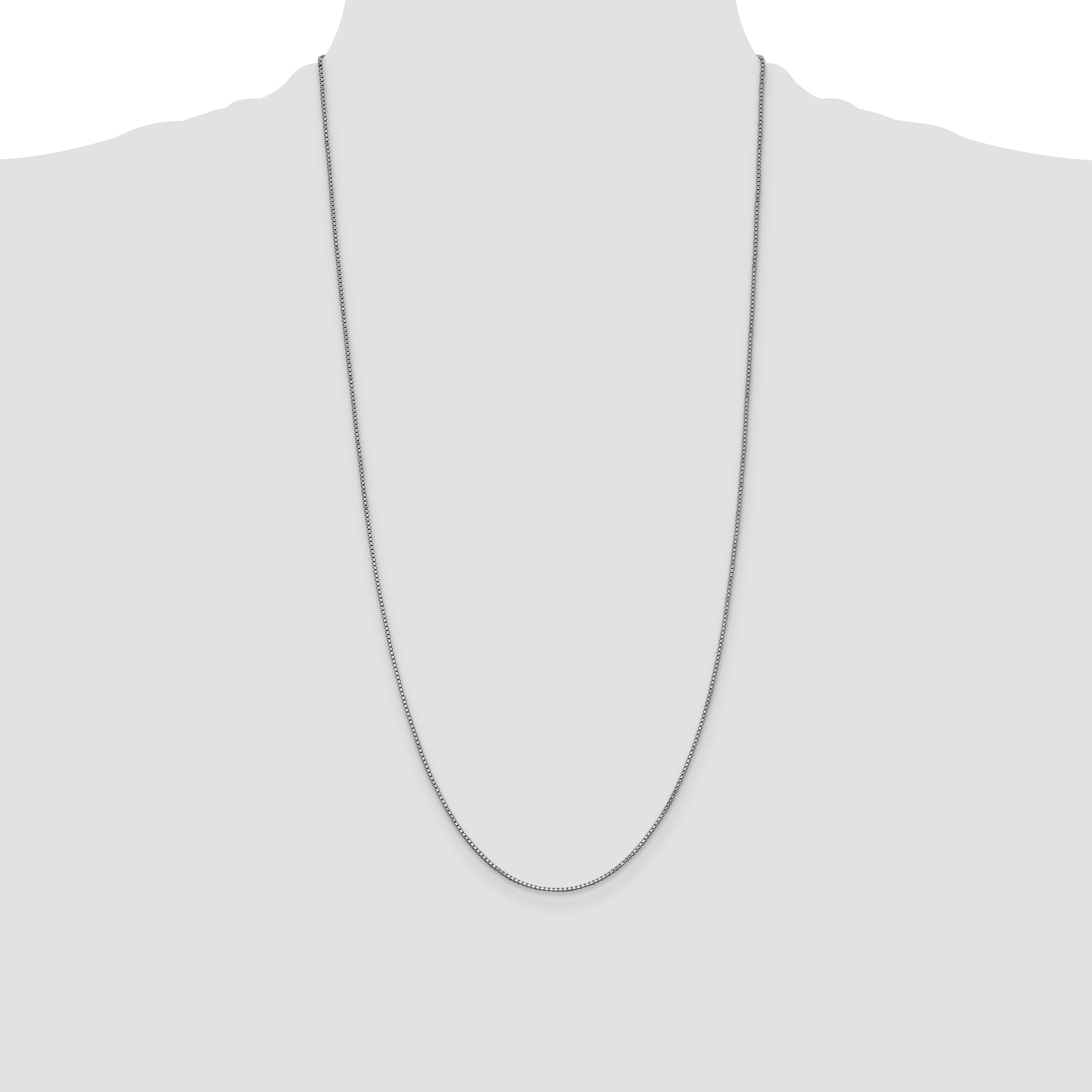 14K White Gold 14 inch 1mm Box with Lobster Clasp Chain WLB100