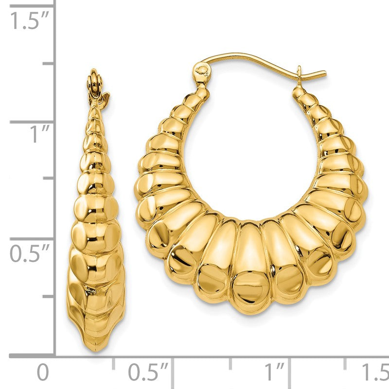14k Polished Scalloped Hollow Hoop Earrings S1242