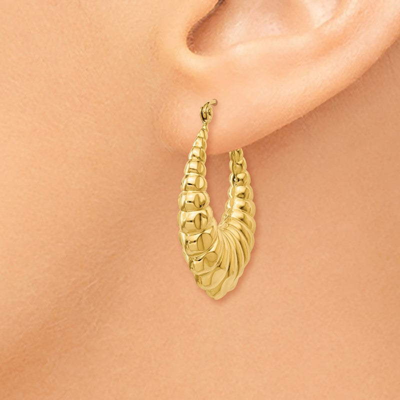 14k Polished Scalloped Hollow Hoop Earrings S1242