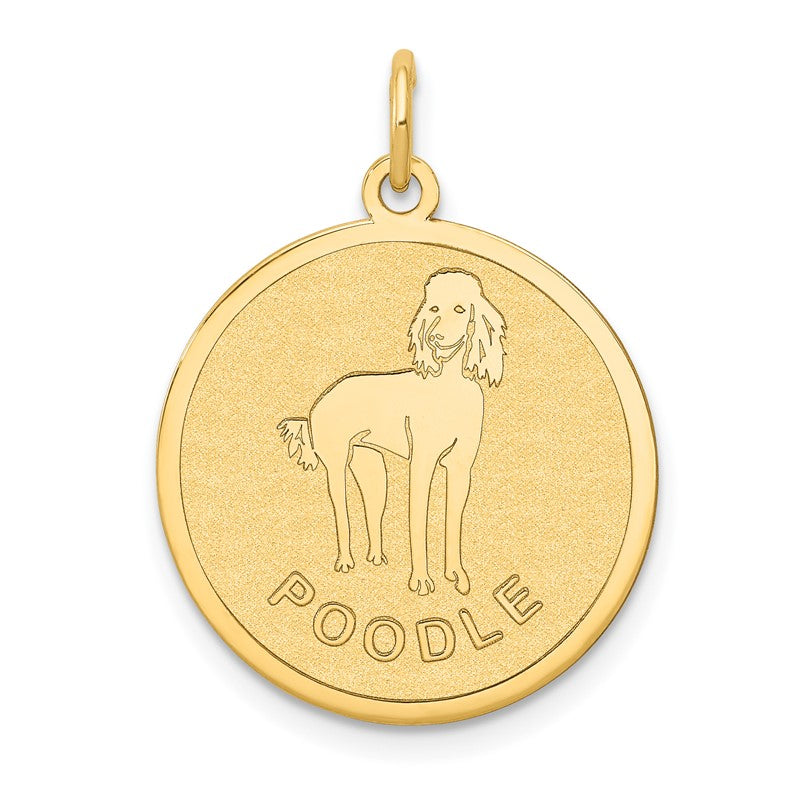 14k POODLE 20mm Engravable Disc Dog Charm XAC376