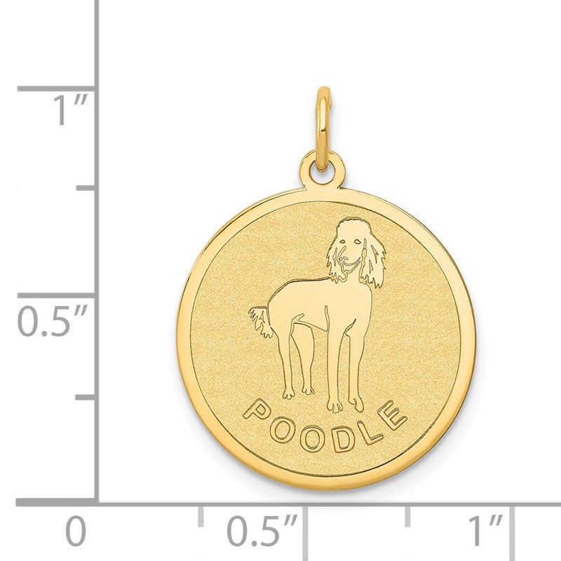 14k POODLE 20mm Engravable Disc Dog Charm XAC376