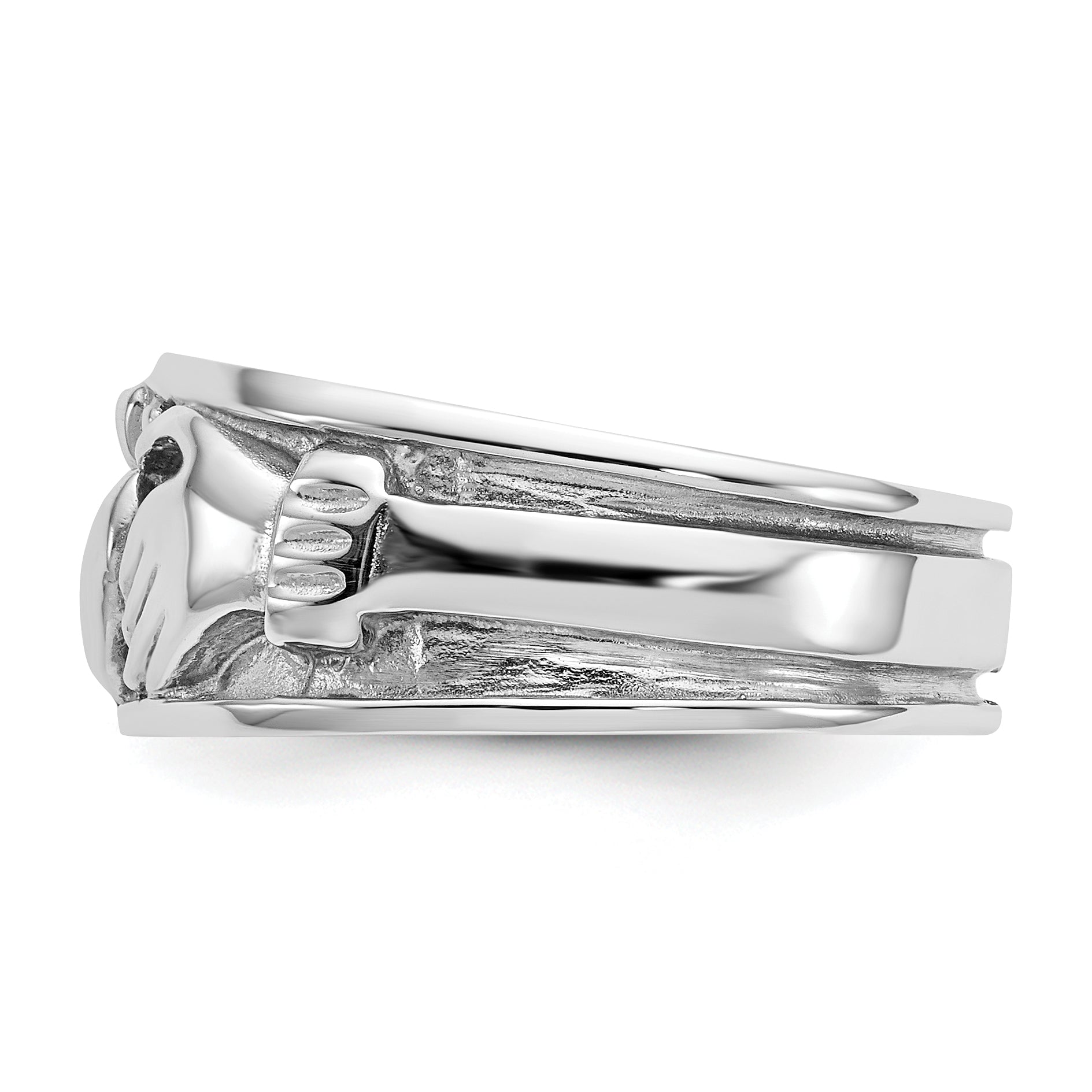 14k White Gold Claddagh Band K565
