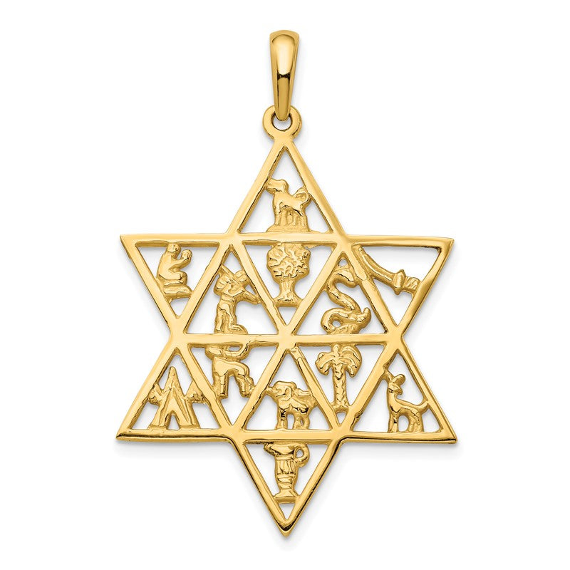 14K 12 Tribes Star Of David Pendant D894