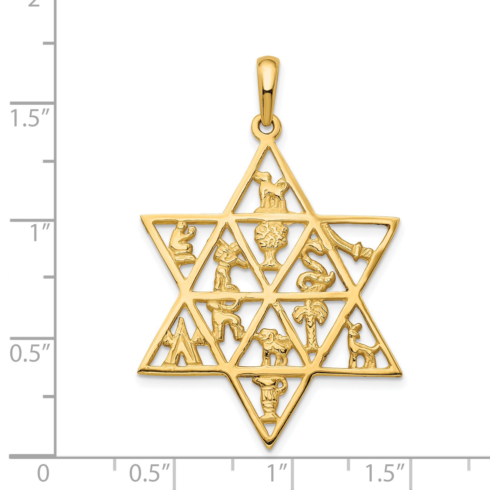 14K 12 Tribes Star Of David Pendant D894