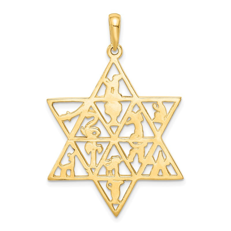 14K 12 Tribes Star Of David Pendant D894