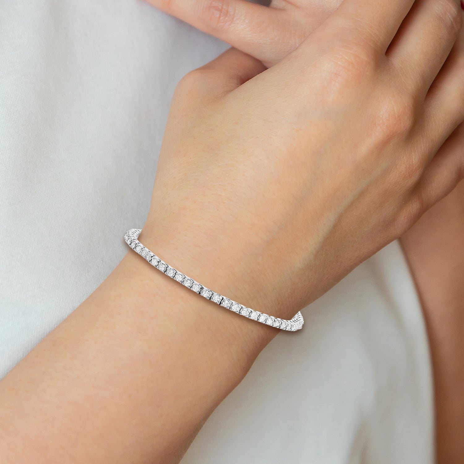 14k White Gold Complete 2.18 carat Round AA Diamond 4-prong 7 inch Tennis Bracelet X731WAA