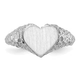 14k White Gold 8.0x9.0mm Open Back Heart Signet Ring RS594
