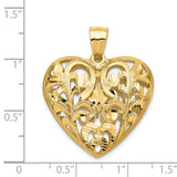 14K Polished Diamond-cut Filigree 3-D Heart Pendant C205