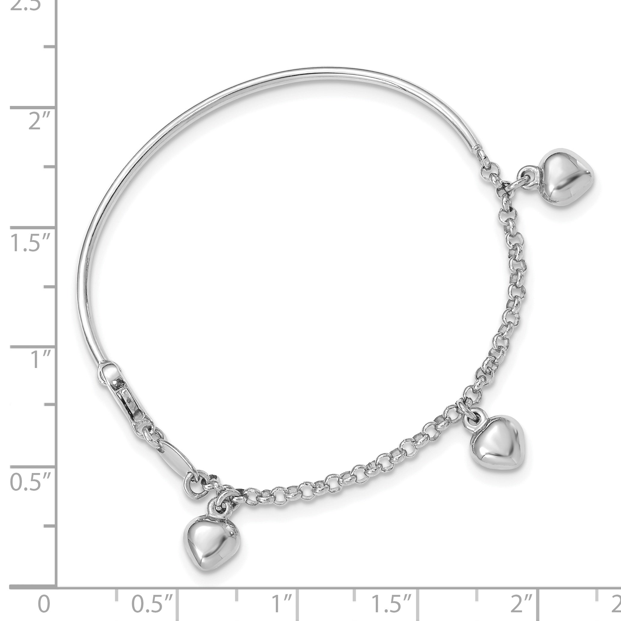 14k White Gold Polished Dangle Heart 6 inch Baby Bracelet BID91