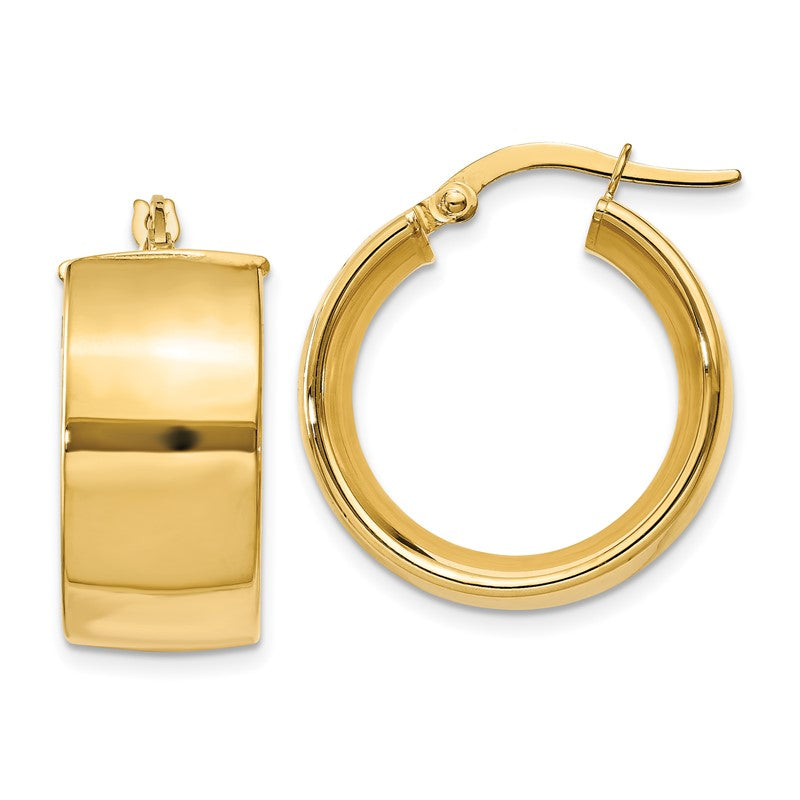 14k 9.75x23mm Polished Round Tube Hoop Earrings PRE192