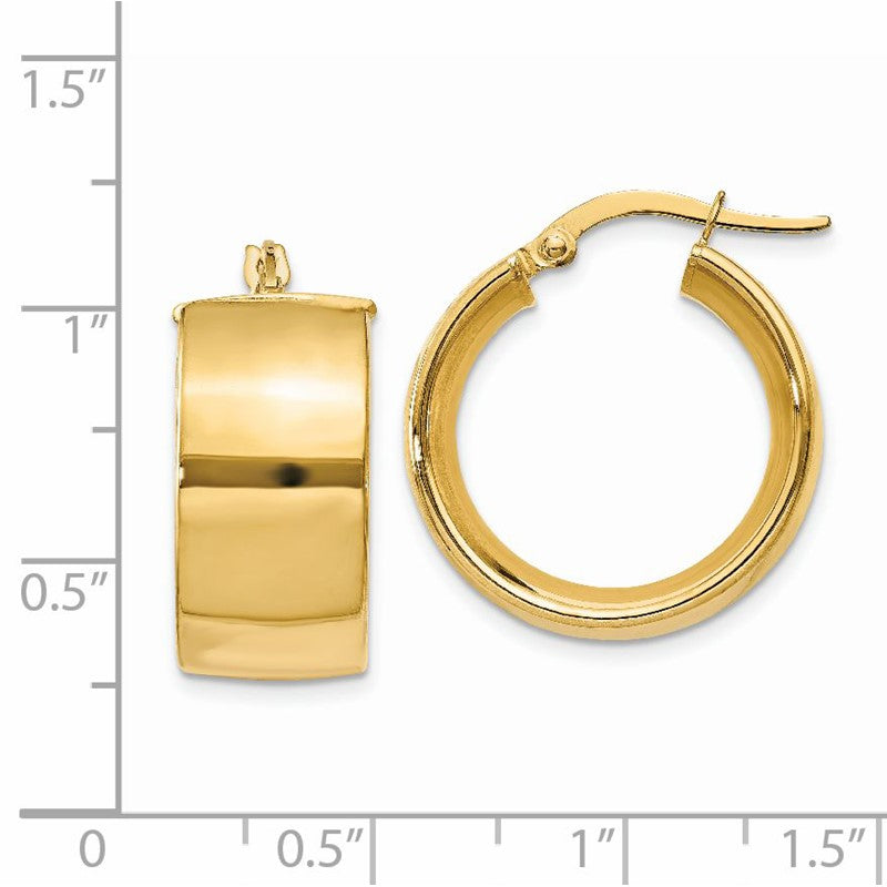 14k 9.75x23mm Polished Round Tube Hoop Earrings PRE192