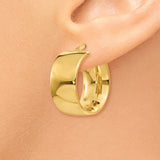 14k 9.75x23mm Polished Round Tube Hoop Earrings PRE192