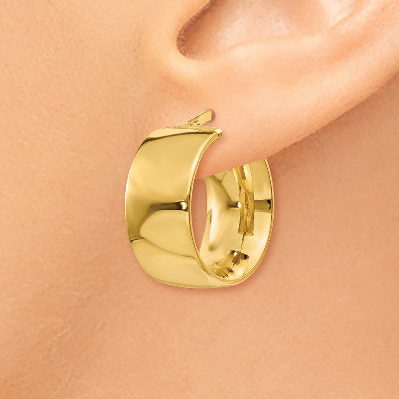 14k 9.75x23mm Polished Round Tube Hoop Earrings PRE192