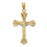14K Two-tone Diamond-cut Crucifix Pendant D3637