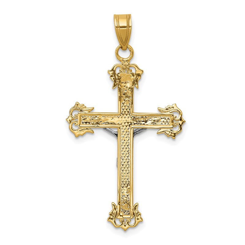 14K Two-tone Diamond-cut Crucifix Pendant D3637