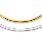 14k Two-tone 5mm Reversible White and Yellow 16 inch Domed Omega Necklace ROM5