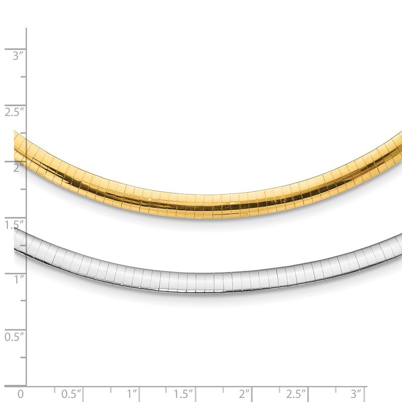 14k Two-tone 5mm Reversible White and Yellow 16 inch Domed Omega Necklace ROM5
