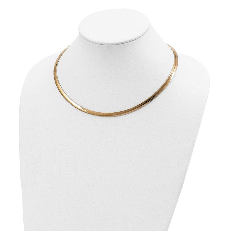 14k Two-tone 5mm Reversible White and Yellow 16 inch Domed Omega Necklace ROM5