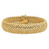 14k Polished 13.75mm Mesh 7.25 inch Bracelet SF598