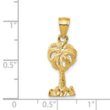 14k Polished Diamond-cut Palm Tree Pendant K6078