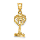 14k Polished Diamond-cut Palm Tree Pendant K6078