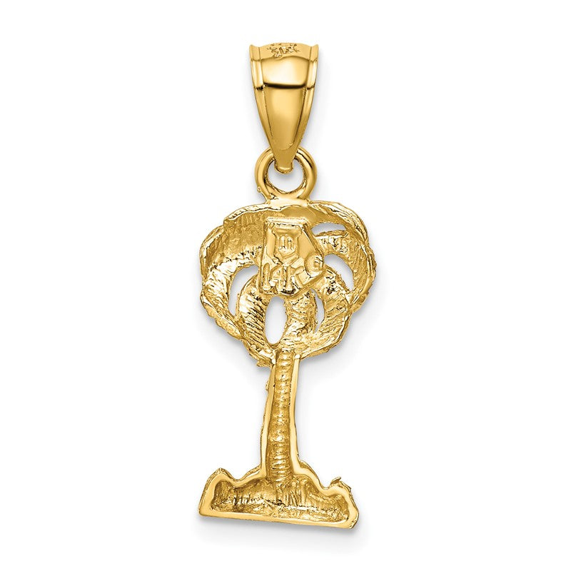 14k Polished Diamond-cut Palm Tree Pendant K6078