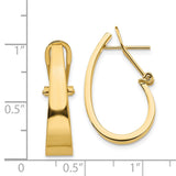 14k 6x22mm Polished Tapered J-Hoop Omega Back Post Earrings XY608