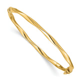 14k Polished Twisted Tube 4.00mm Hinged Oval Bangle Bracelet DB497