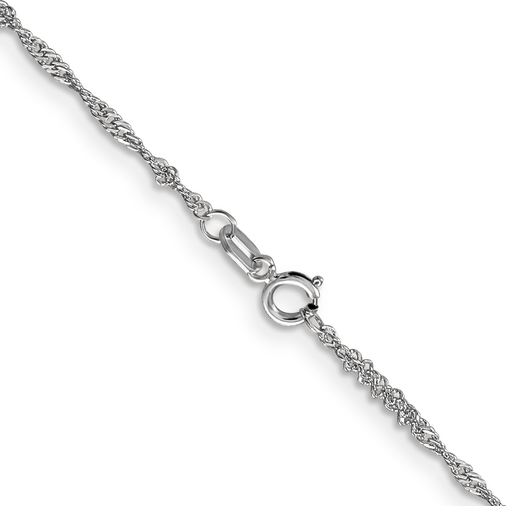 14K White Gold 10 inch 1.4mm Singapore with Spring Ring Clasp Anklet PEN123