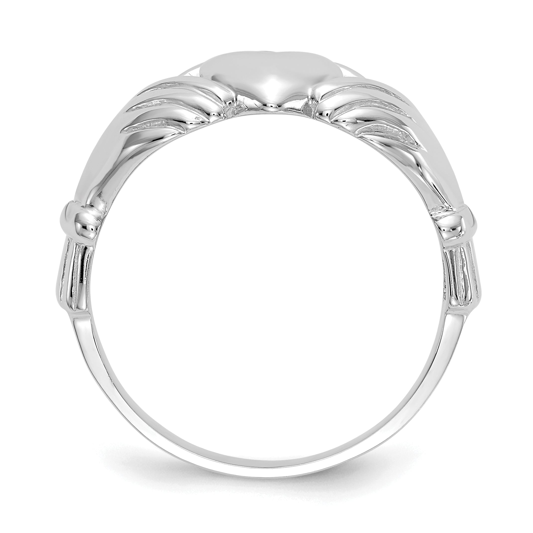 14k White Gold Mens Polished Claddagh Ring K4775