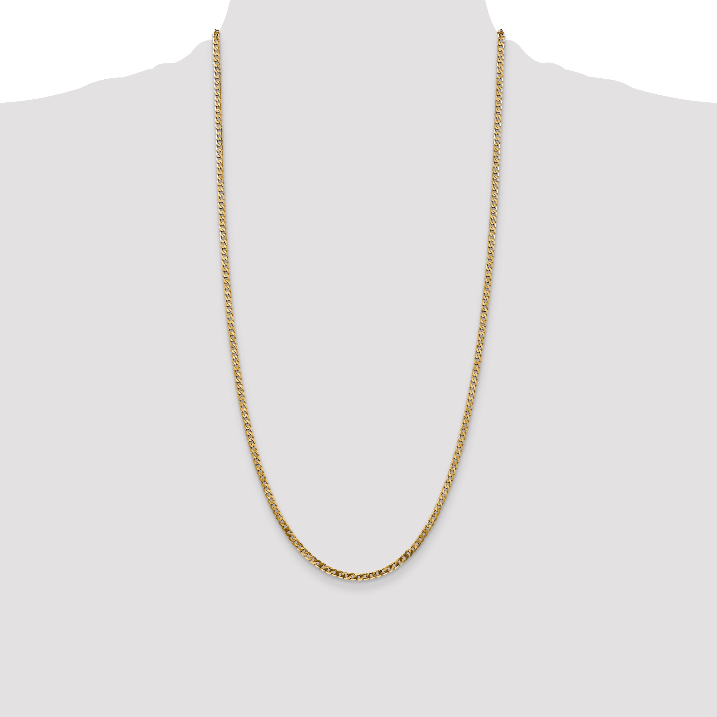 14K 26 inch 2.9mm Flat Beveled Curb with Lobster Clasp Chain FBU080