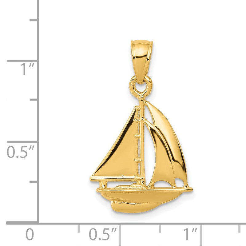 14k Polished Open-Backed Sailboat Pendant C2469