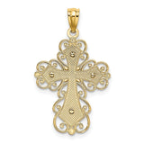 14K Two-tone Polished 2-Level Filigree Cross Pendant K5454