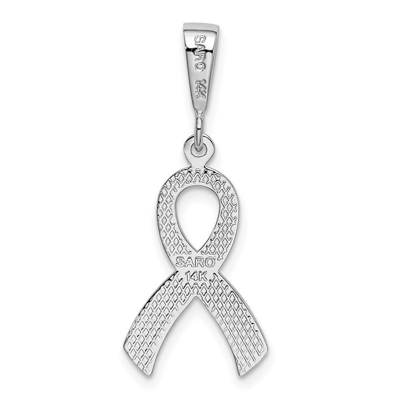 14k White Gold Awareness Ribbon Pendant K579