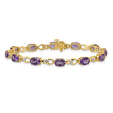 14k Complete Oval Amethyst and Diamond Fancy Link 7 inch Bracelet BM4496